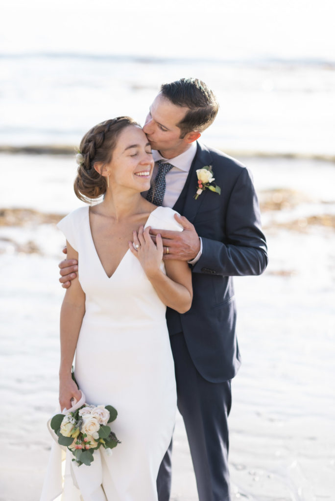 bride and groom sunset portraits in Shell Beach by San Luis Obispo Wedding Photographer Kirsten Bullard