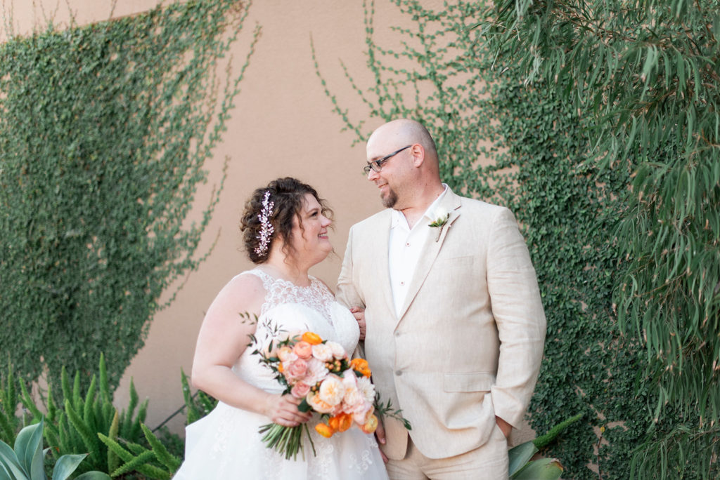 Bride and Groom at Cliffs Hotel Wedding by Kirsten Bullard Photography