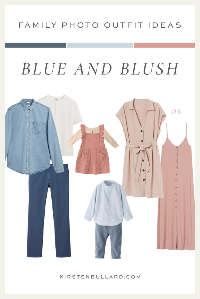 Blue and Blush Family Photo Outfit Ideas by Kirsten Bullard