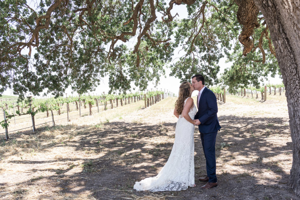 First Look at Paso Robles wedding venue Rio Seco Winery photographed by San Luis Obispo wedding photographer Kirsten Bullard