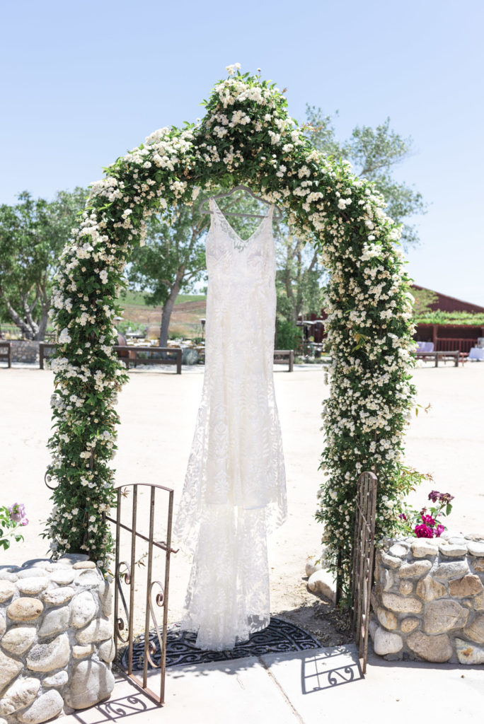 lace wedding dress photographed at Rio Seco Winery by San Luis Obispo wedding photographer Kirsten Bullard