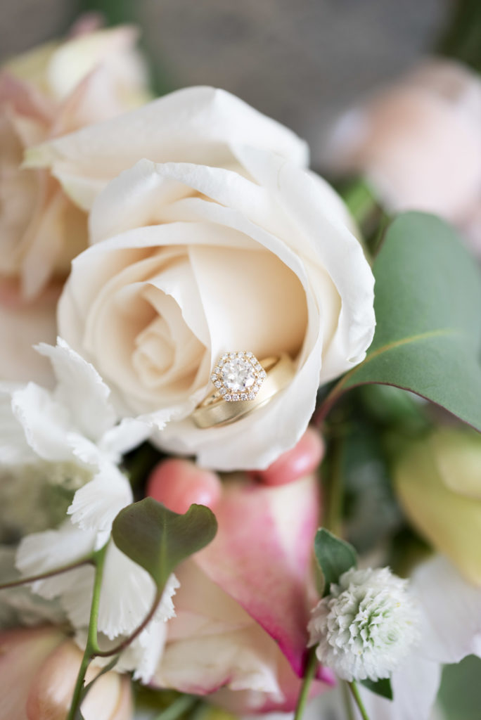 Baxter Moerman wedding rings in bridal bouquet photographed by San Luis Obispo Wedding Photographer Kirsten Bullard