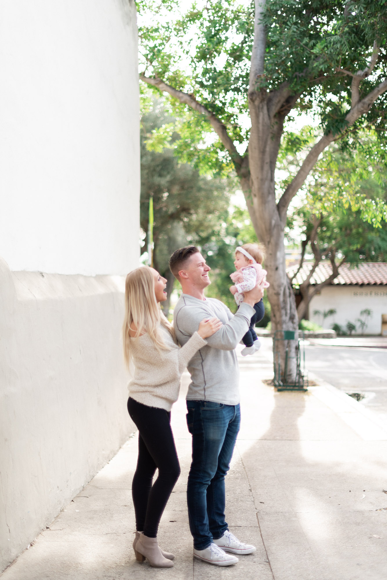 Family session with baby girl at Mission San Luis Obispo photographed by Kirsten Bullard