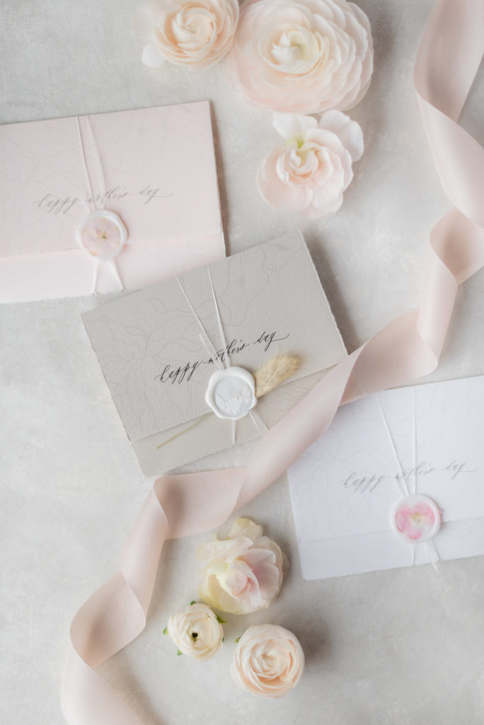 custom mothers day cards by central coast wedding calligrapher Fete & Quill photographed by Kirsten Bullard