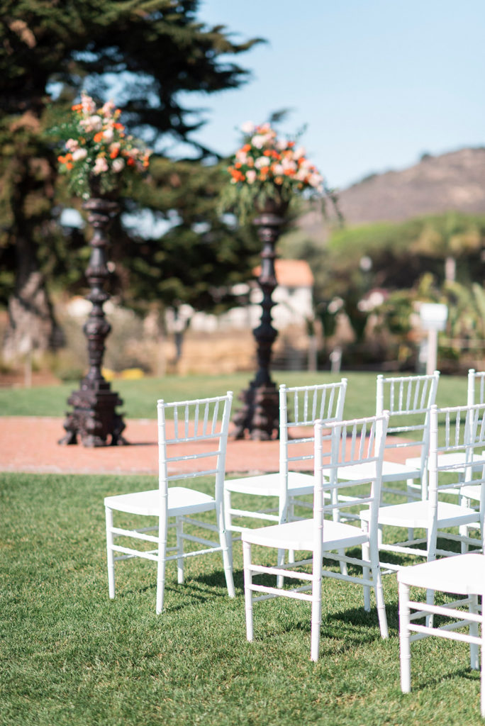 White Wedding Ceremony Chairs at The Cliffs Hotel